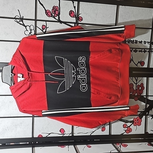 Adidas Red Black‎ White Hoodie Pullover Size Medium - Picture 1 of 5